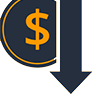 Coin and Down Arrow